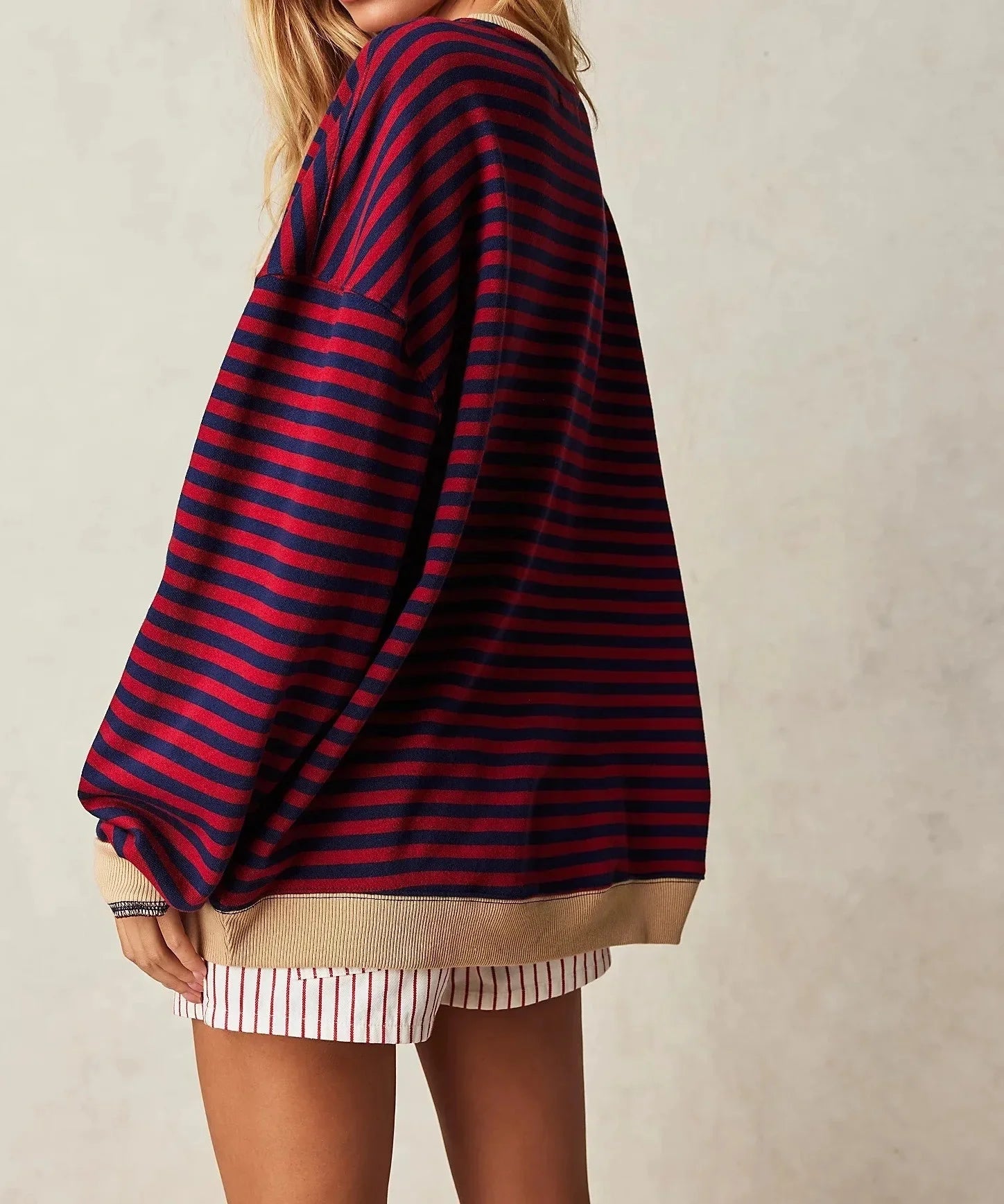 Sudadera De Rayas Para Mujer | Sobredimensionado