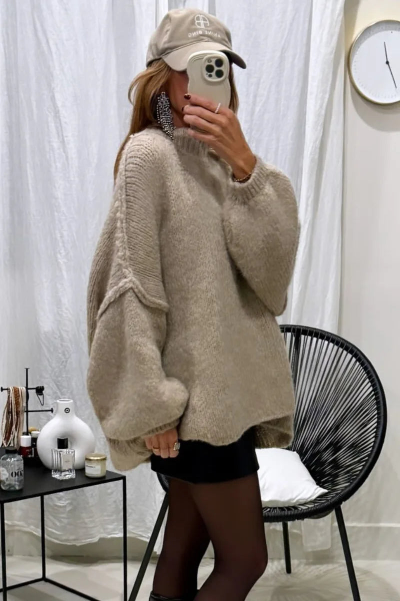 Cassia Jersey de Punto Oversized con Mangas Globo