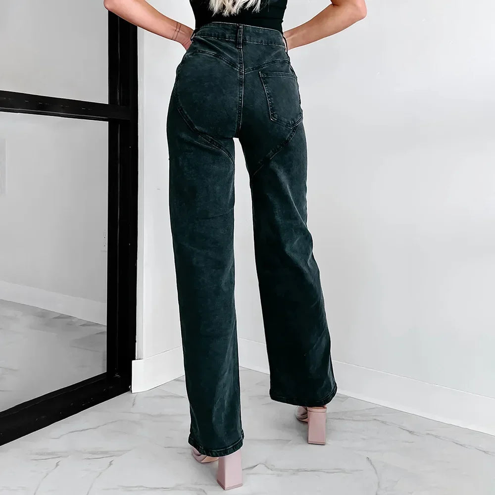 Evian Jeans Ripped Straight-Leg con Rhinestones