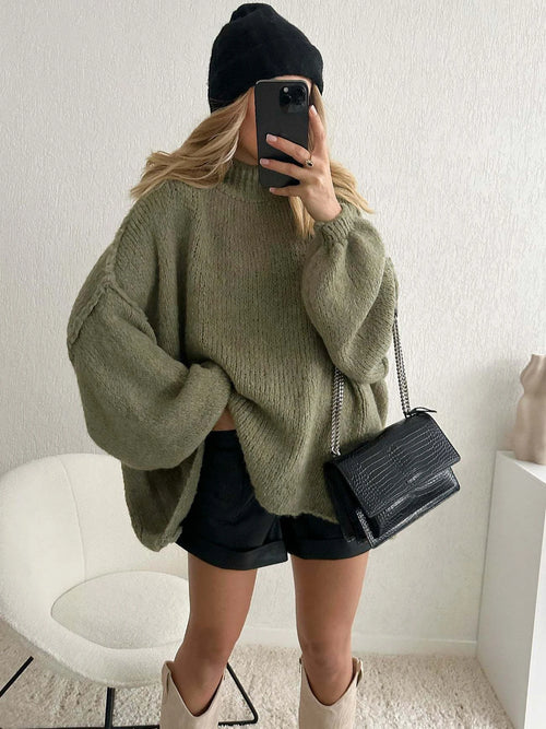 Cassia Jersey de Punto Oversized con Mangas Globo