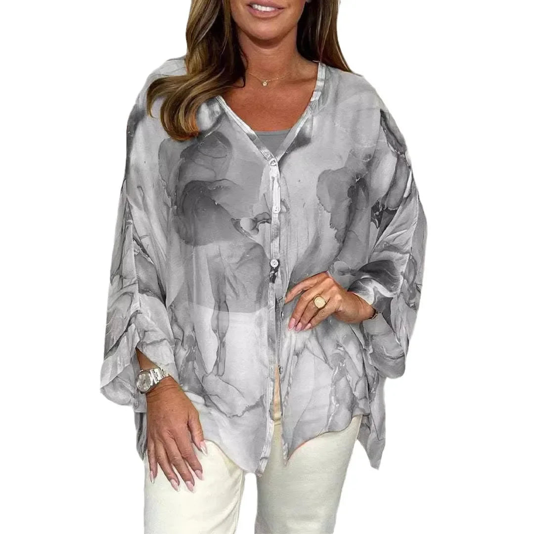 Blusa Con Estampado Floral Para Mujer | Botones En La Parte Delantera