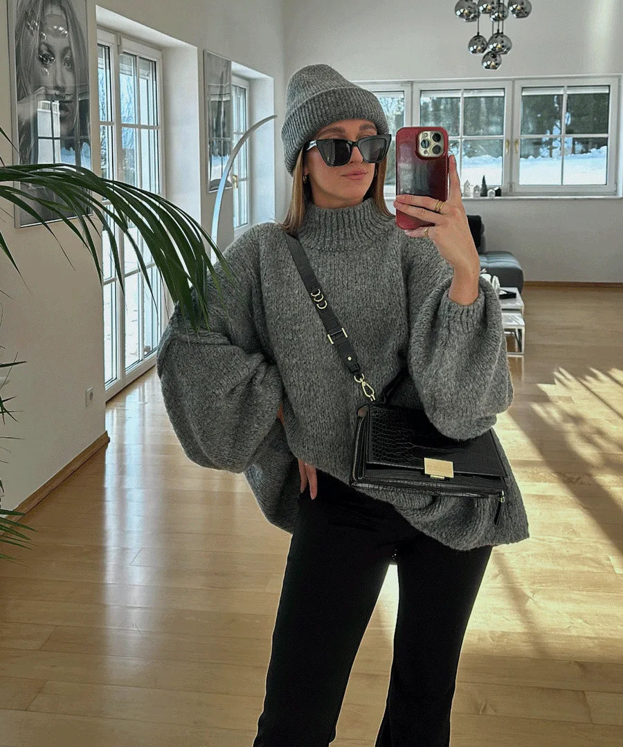 Cassia Jersey de Punto Oversized con Mangas Globo