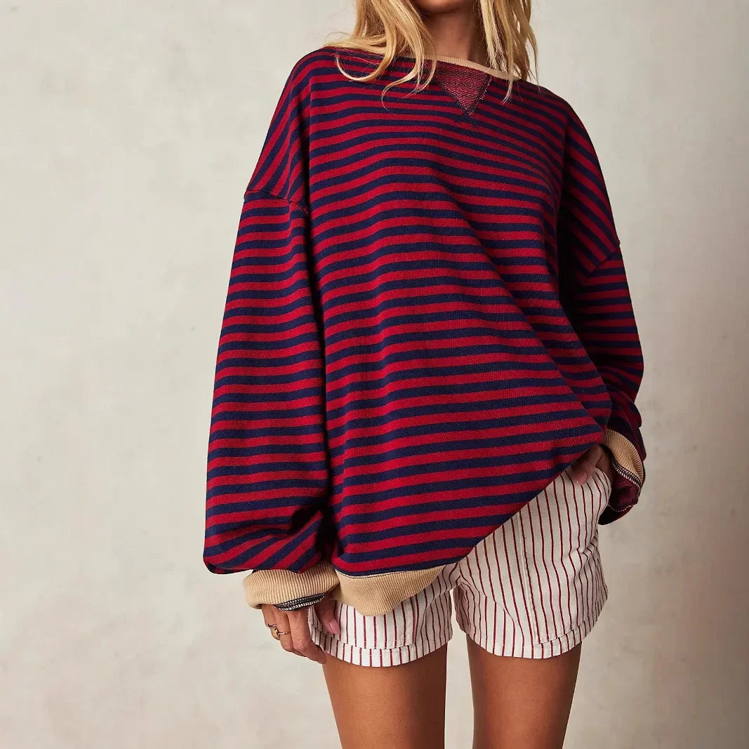 Sudadera De Rayas Para Mujer | Sobredimensionado